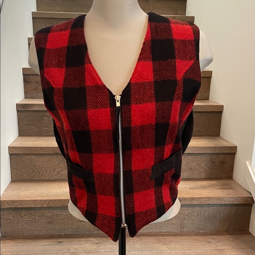 Jou Jou Red and Black Checkered Vest with Backpack